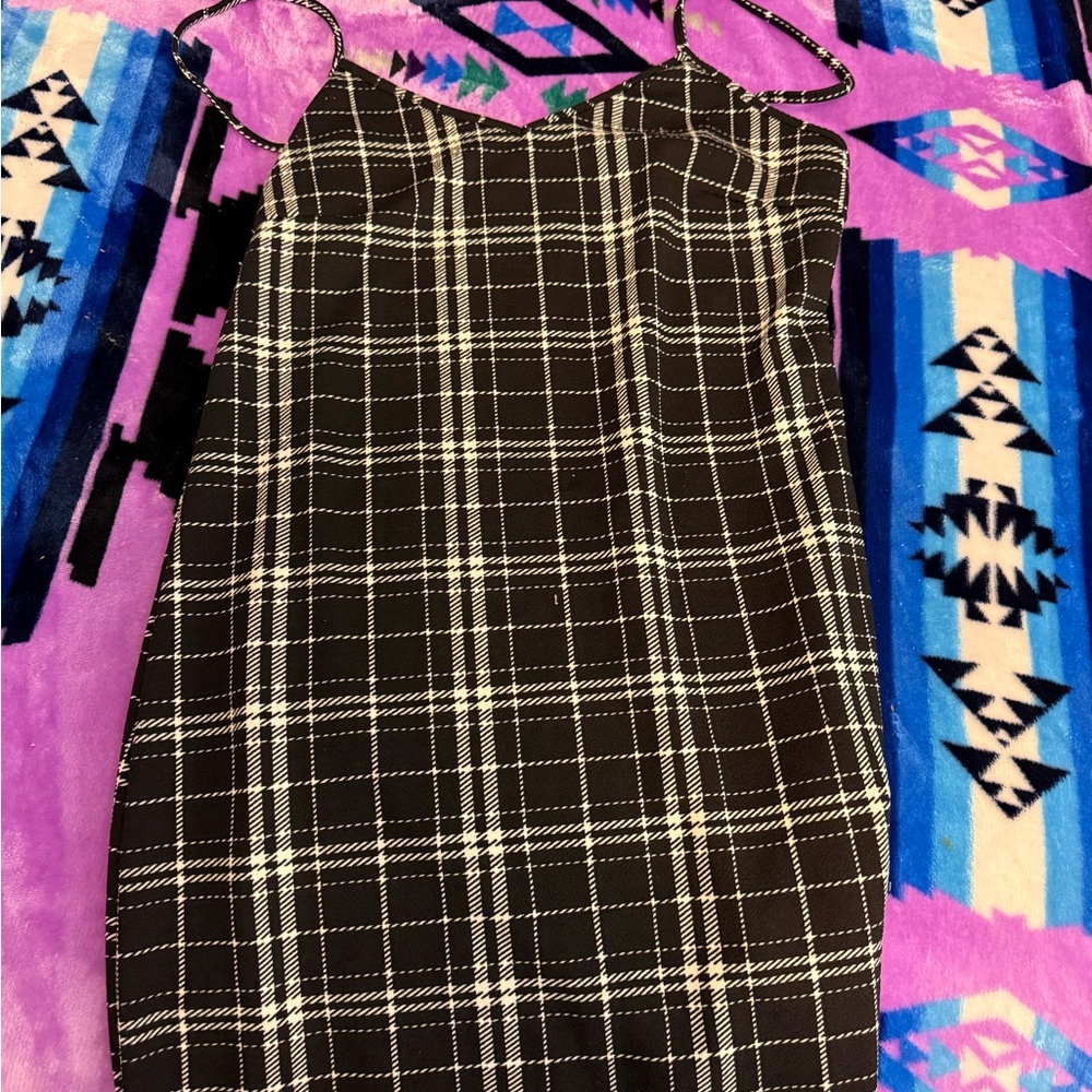Black and White Plaid Dress